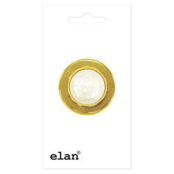 Elan; Shank Button, Gold and Ivory, 1-1/18" (28mm)