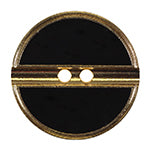 Elan; 2-Hole Button, Black and Gold, 5/8" (15mm)