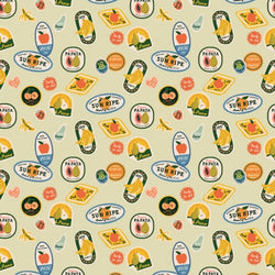 Rifle Paper Co. Orchard; Fruit Stickers - Khaki, 1/4 yard COMING SOON!