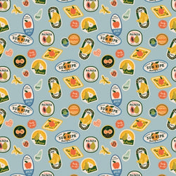 Rifle Paper Co. Orchard; Fruit Stickers - Light Blue, 1/4 yard COMING SOON!