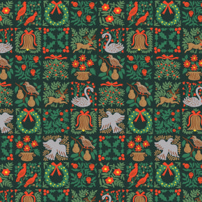 Rifle Paper Co. Holiday Classics 3, Small Holiday Tapestry Evergreen; 1/4 yard