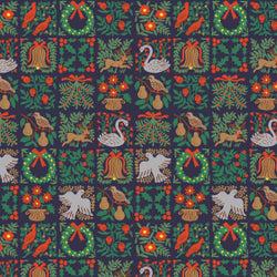 Rifle Paper Co. Holiday Classics 3, Small Holiday Tapestry Navy; 1/4 yard