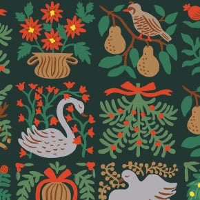 Rifle Paper Co. Holiday Classics 3, Holiday Tapestry Evergreen; 1/4 yard