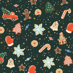 Rifle Paper Co. Holiday Classics 3, Christmas Cookies Evergreen; 1/4 yard