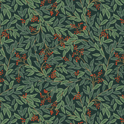 Rifle Paper Co. Holiday Classics 3, Willowberry Evergreen; 1/4 yard