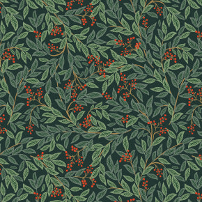 Rifle Paper Co. Holiday Classics 3, Willowberry Evergreen; 1/4 yard