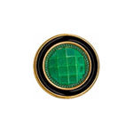 Elan; Shank Button, Green and Gold, 5/8" (15mm)