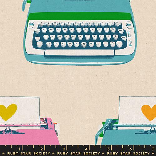 RSS Best Day Ever; Typewriter in Canvas, Natural, 1/4 yard