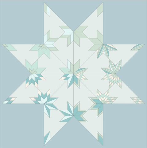 Combo Star Block of the Month Quilt Kit - Blue Kona Version