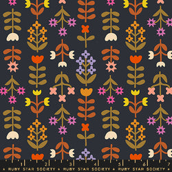 RSS Favorite Flowers Meadow in Soft Black; 1/4 yard