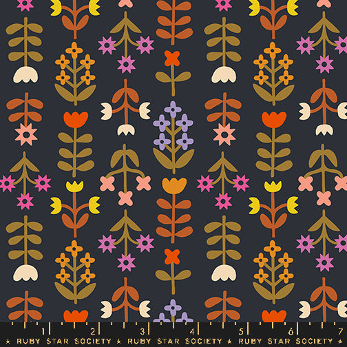 RSS Favorite Flowers Meadow in Soft Black; 1/4 yard