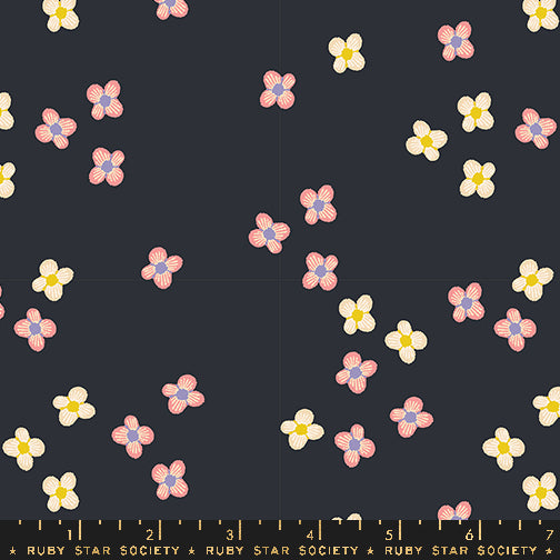 RSS Favorite Flowers Blossom in Soft Black; 1/4 yard