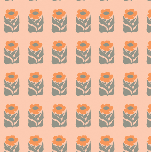 AGF Tangerine; Petalled Stamp, 1/4 yard - COMING SOON