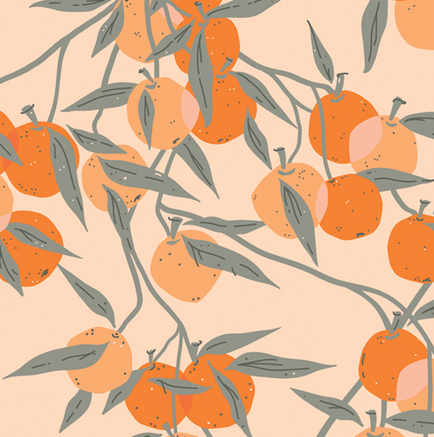 AGF Tangerine; Fruit Laden Branches, 1/4 yard - COMING SOON