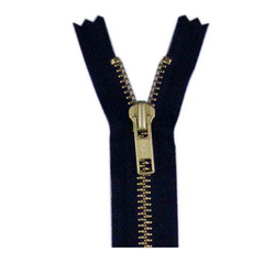 COSTUMAKERS Denim Closed End Zipper 23cm (9″) - NAVY and Brass