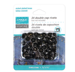 UNIQUE SEWING Double Cap Rivets - Gunmetal - 8mm x 4mm (5/16″ x 3/16″) - 24 pcs