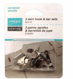 UNIQUE SEWING Skirt Hook & Bar Sets Silver - 3 sets