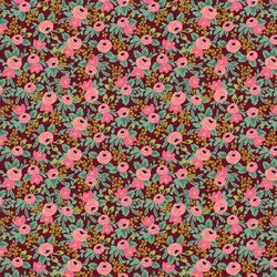Garden Party by Rifle Paper Co. - Rosa - Burgundy Metallic Fabric Cotton + Steel 