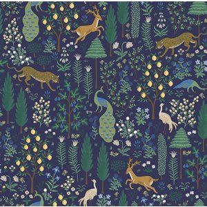 Rifle Paper Co. Camont; Menagerie - Navy Metallic, 1/4 yard Fabric Cotton + Steel 