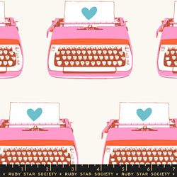 Darlings 2; Typewriters - Buttercream, 1/4 yard Fabric Ruby Star Society 
