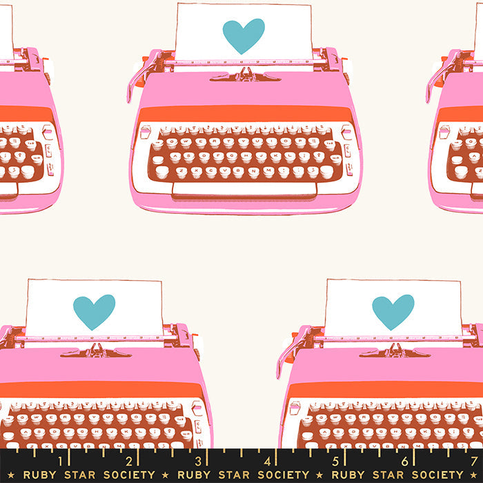 Darlings 2; Typewriters - Buttercream, 1/4 yard Fabric Ruby Star Society 