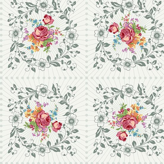 Nona; Wreath - Ivory COMING SOON Fabric Andover 