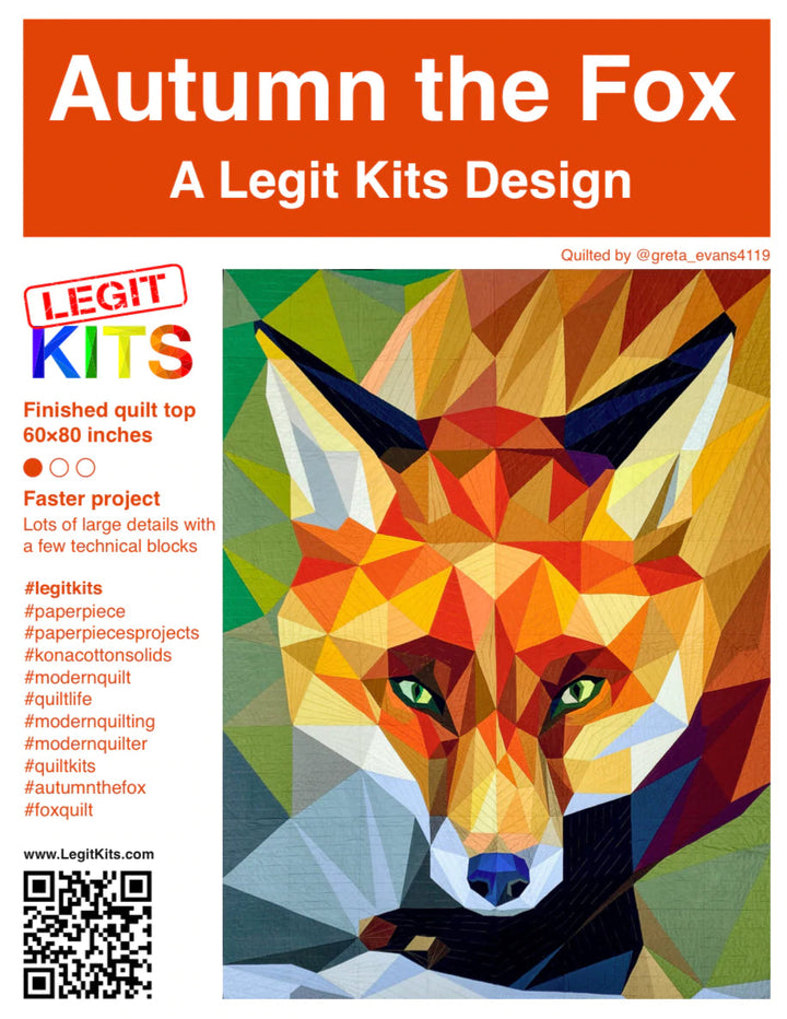 LEGIT KITS, Autumn the Fox Quilt Kit Quilt Kit Piece Fabric Co. 