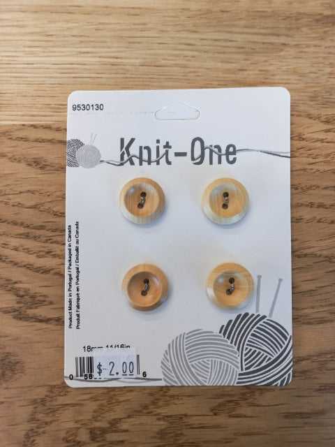 Knit One; 2-Hole Button, Natural - 3/4
