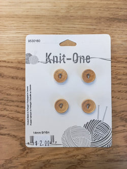 Knit One; 2-Hole Button, Natural - 1/2"