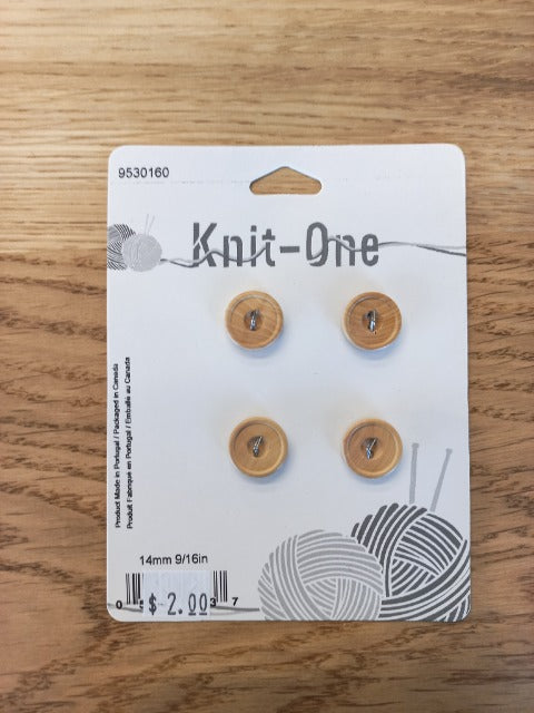 Knit One; 2-Hole Button, Natural - 1/2