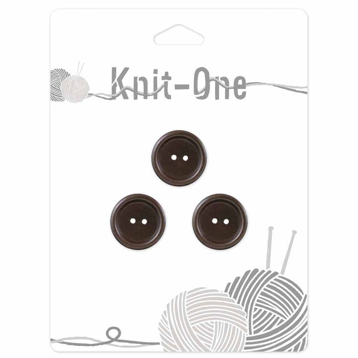 Knit One; 2-Hole Button, Brown - 3/4