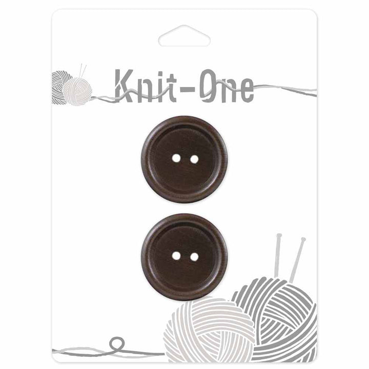 Knit One; 2-Hole Button, Brown - 1 1/8