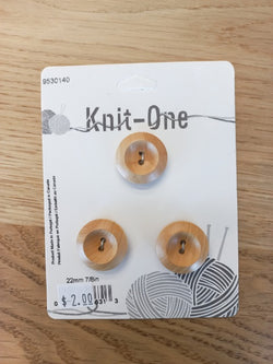Knit One; 2-Hole Button, Natural - 7/8"