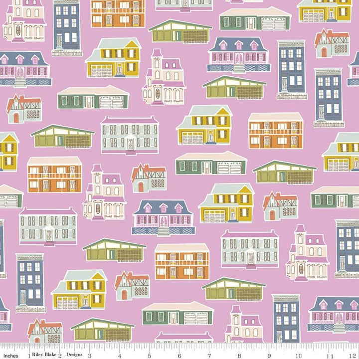 Community; Houses - Orchid Fabric Riley Blake 