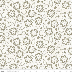 She Who Sews; Flower Stencils - Gray, 1/4 yard Fabric Riley Blake 