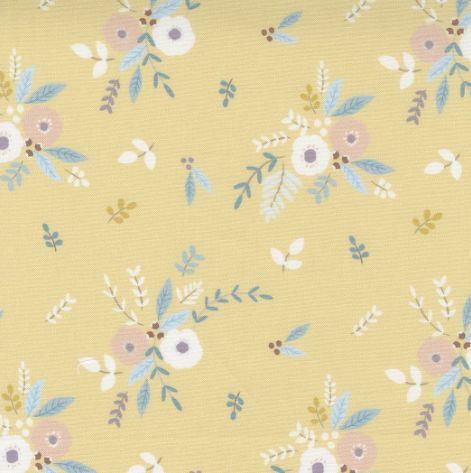 Little Ducklings; Floral Bouquet - Mustard  139” x WOF (44”)
