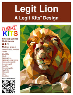 LEGIT KITS, Legit Lion Quilt Kit Quilt Kit Piece Fabric Co. 