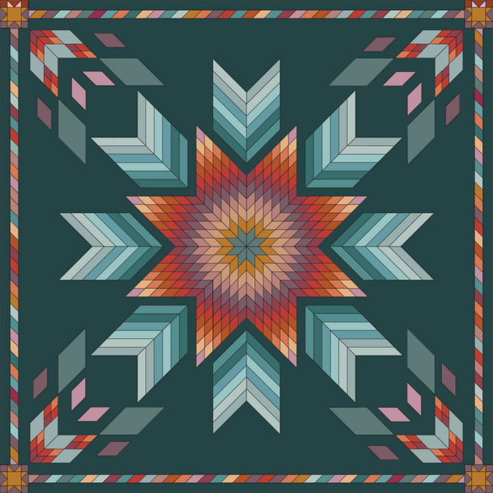 Great Plains Star Block of the Month Quilt Kit - Pure Solids version