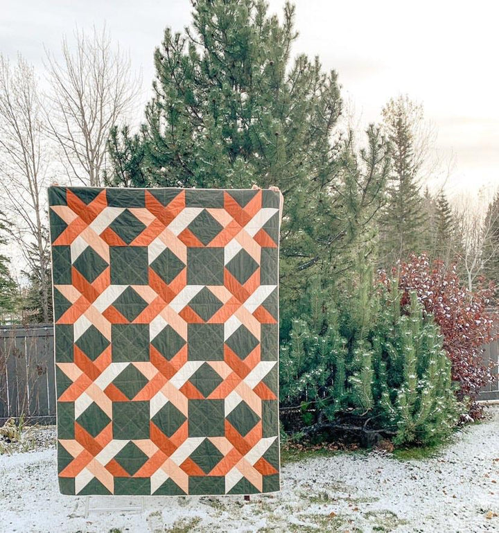 Star Weave Quilt Kit - Green and Copper Piece Fabric Co. 