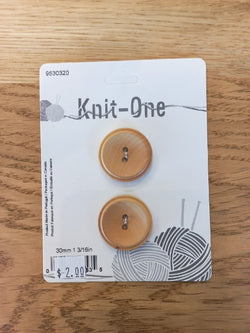 Knit One; 2-Hole Button, Natural - 1 1/8"