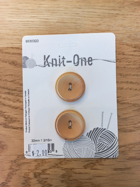 Knit One; 2-Hole Button, Natural - 1 1/8