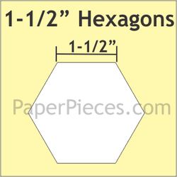 1.5" Hexagon Paper Pieces Notion Erie Quilt 